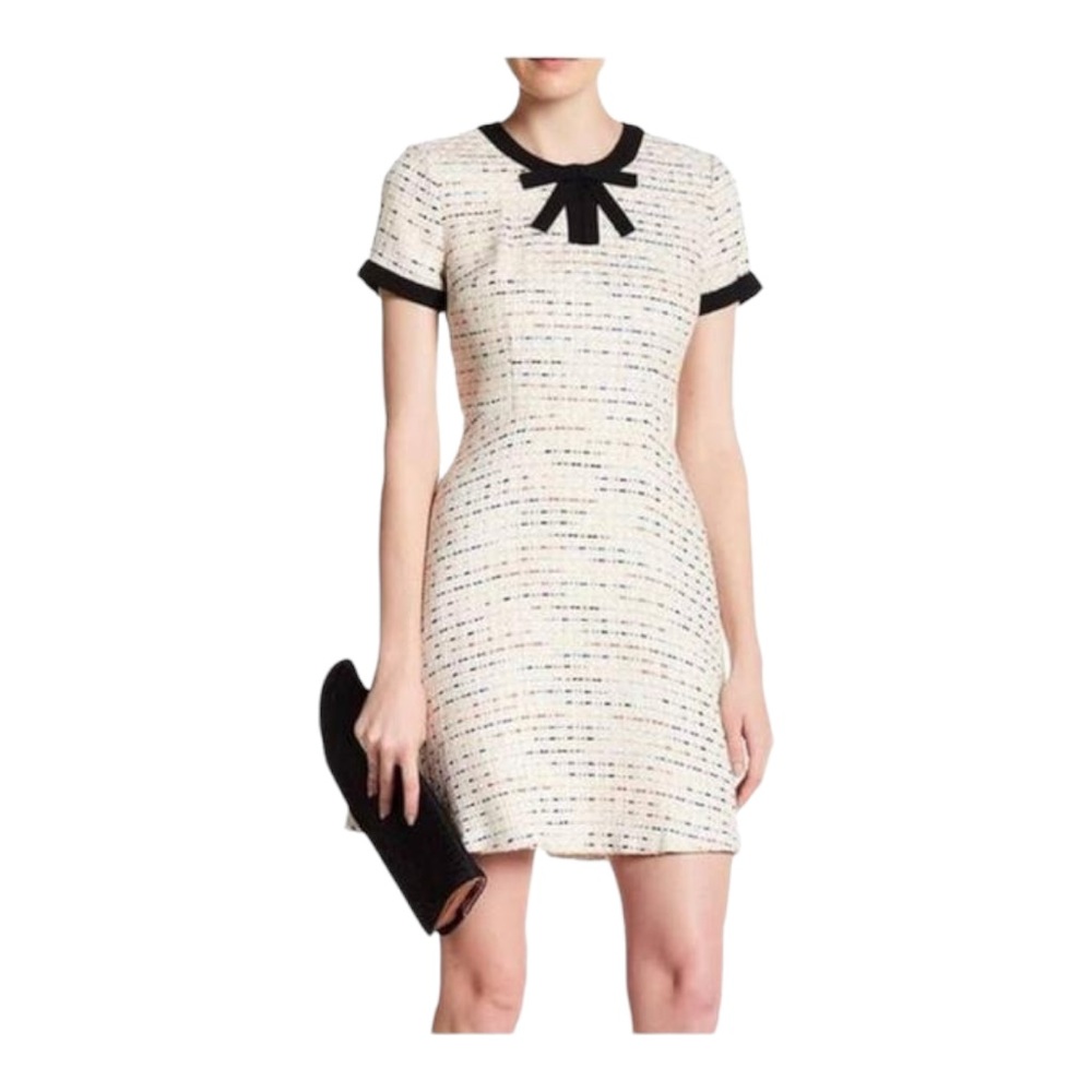 CeCe Bow-Neck Tweed A-line Dress Size 6